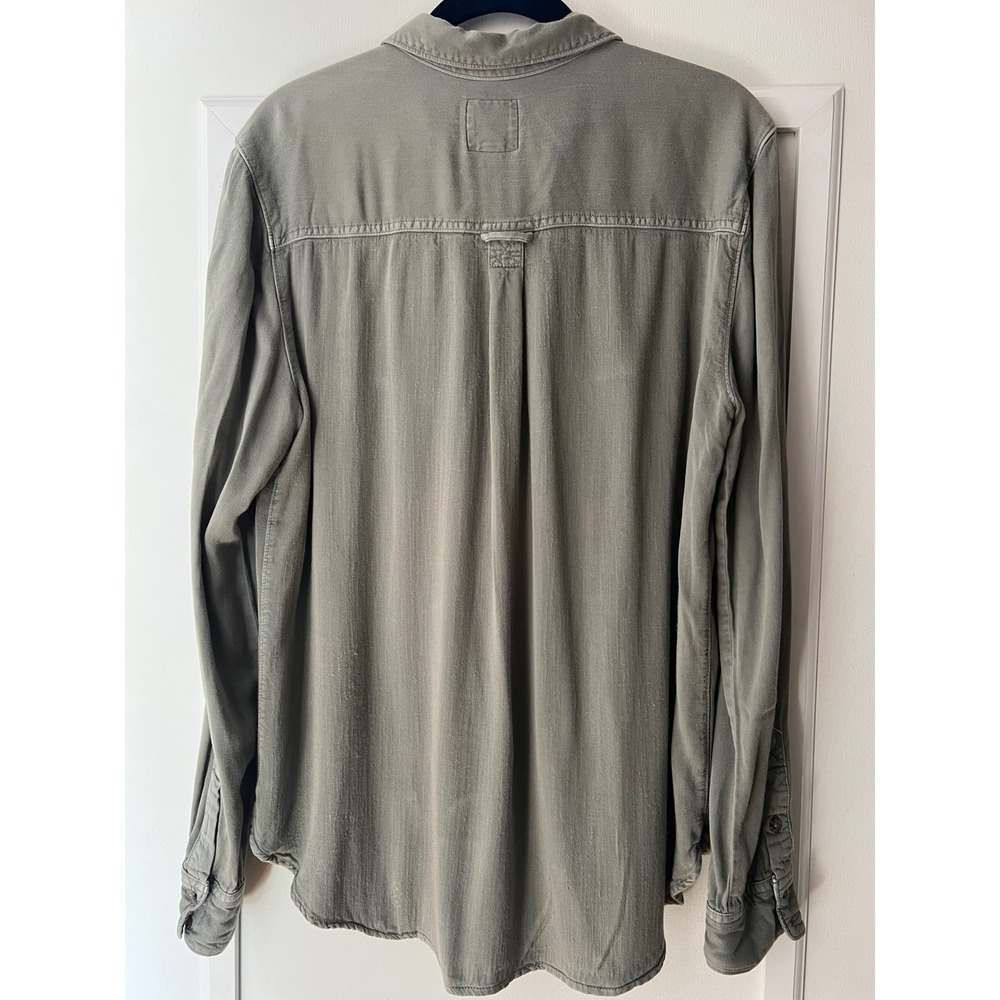 American Eagle Vintage Boyfriend Shirt Olive Green Viscose Button Down M 42x27 - Picture 7 of 8